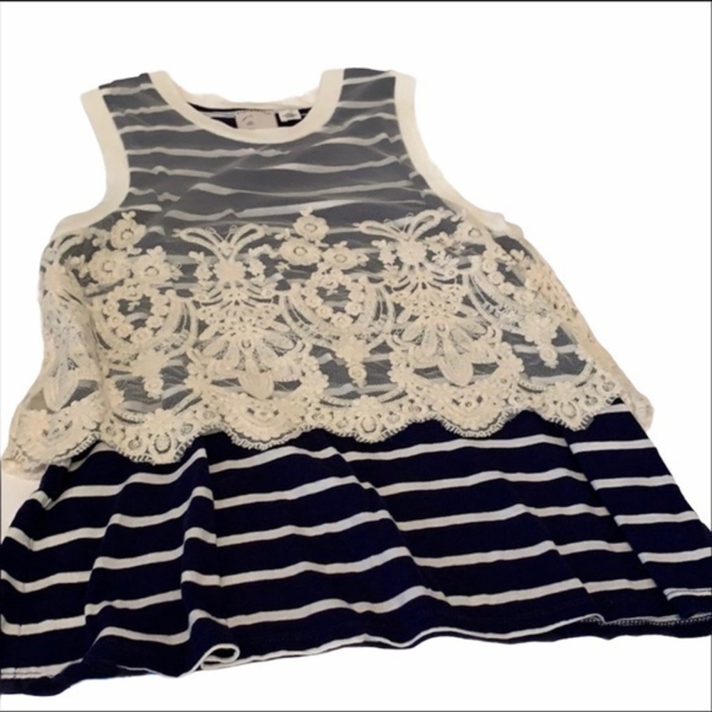 Anthropologie Postmark Blue & White Tank